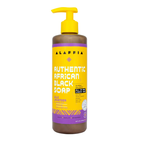 AUTHENTIC AFRICAN BLACK SOAP ALL-IN-ONE - WILD LAVENDER, 16 OZ