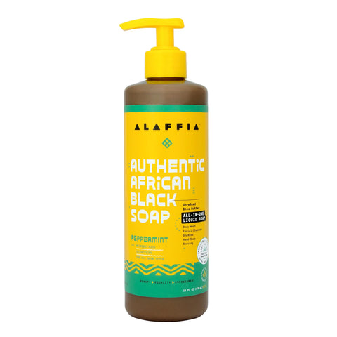 AUTHENTIC AFRICAN BLACK SOAP ALL-IN-ONE - PEPPERMINT, 16 OZ
