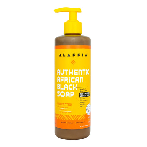 AUTHENTIC AFRICAN BLACK SOAP ALL-IN-ONE - UNSCENTED, 16 OZ