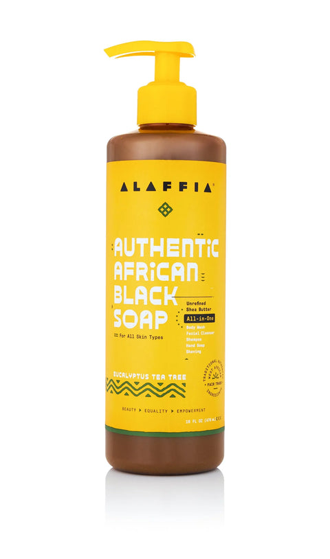 AUTHENTIC AFRICAN BLACK SOAP ALL-IN-ONE - EUCALYPTUS TEA TREE, 16 OZ