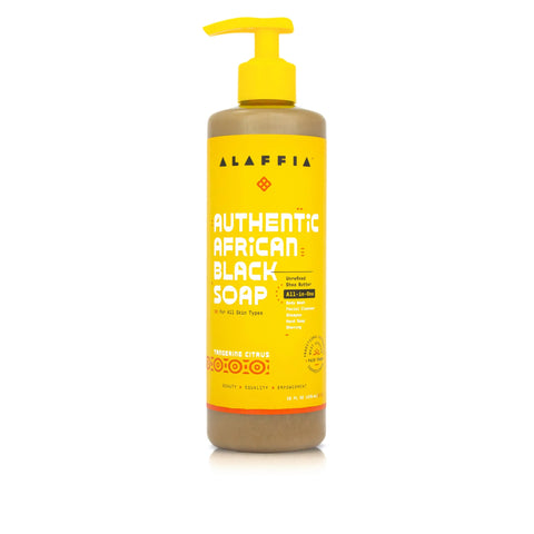 AUTHENTIC AFRICAN BLACK SOAP ALL-IN-ONE - TANGERINE CITRUS, 16 OZ
